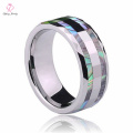 New Rotating GearTungsten Ring, Mother Laser Engraving Pearl Inlay Tungsten Ring